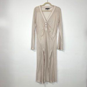 TYSA Cream V-neck Long Sleeve Coverup Dress Sz 4/XL‎